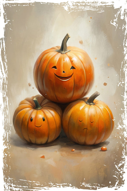 Pumpkin Family Poster Cute Trendy Fall Print For Kids Room Nursery Wall Art Fun Autumn Decor - xonomax