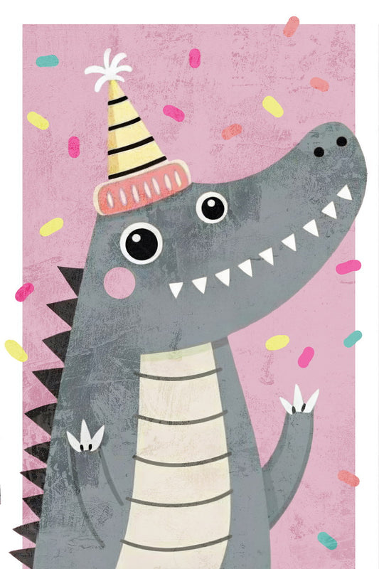 Cute Crocodile Kids Poster Print Boho Nursery Wall Art Fun Safari Animal Soft Pink Perfect Colorful Gift for Kids Playroom