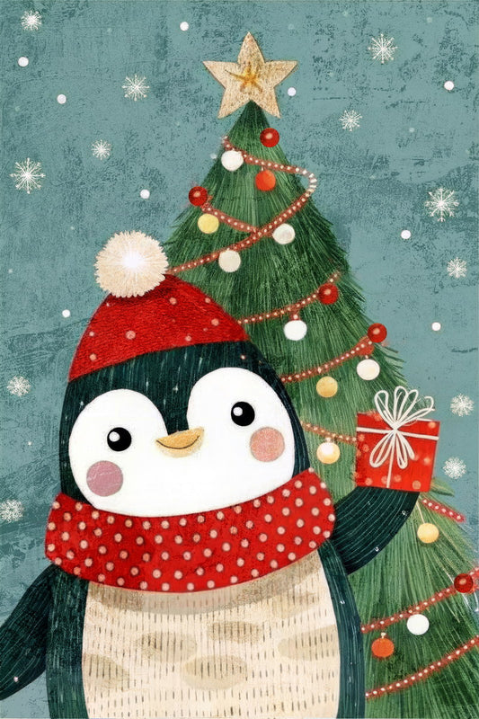 Birdhouse Winter Scene Kids Poster Christmas Nursery Wall Art Cozy Snowy Decor with Birds Festive Holiday Gift for Children - xonomax