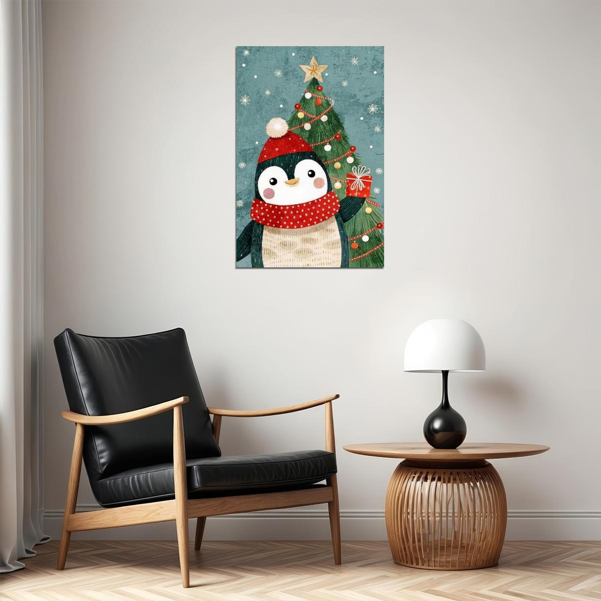 Birdhouse Winter Scene Kids Poster Christmas Nursery Wall Art Cozy Snowy Decor with Birds Festive Holiday Gift for Children - xonomax