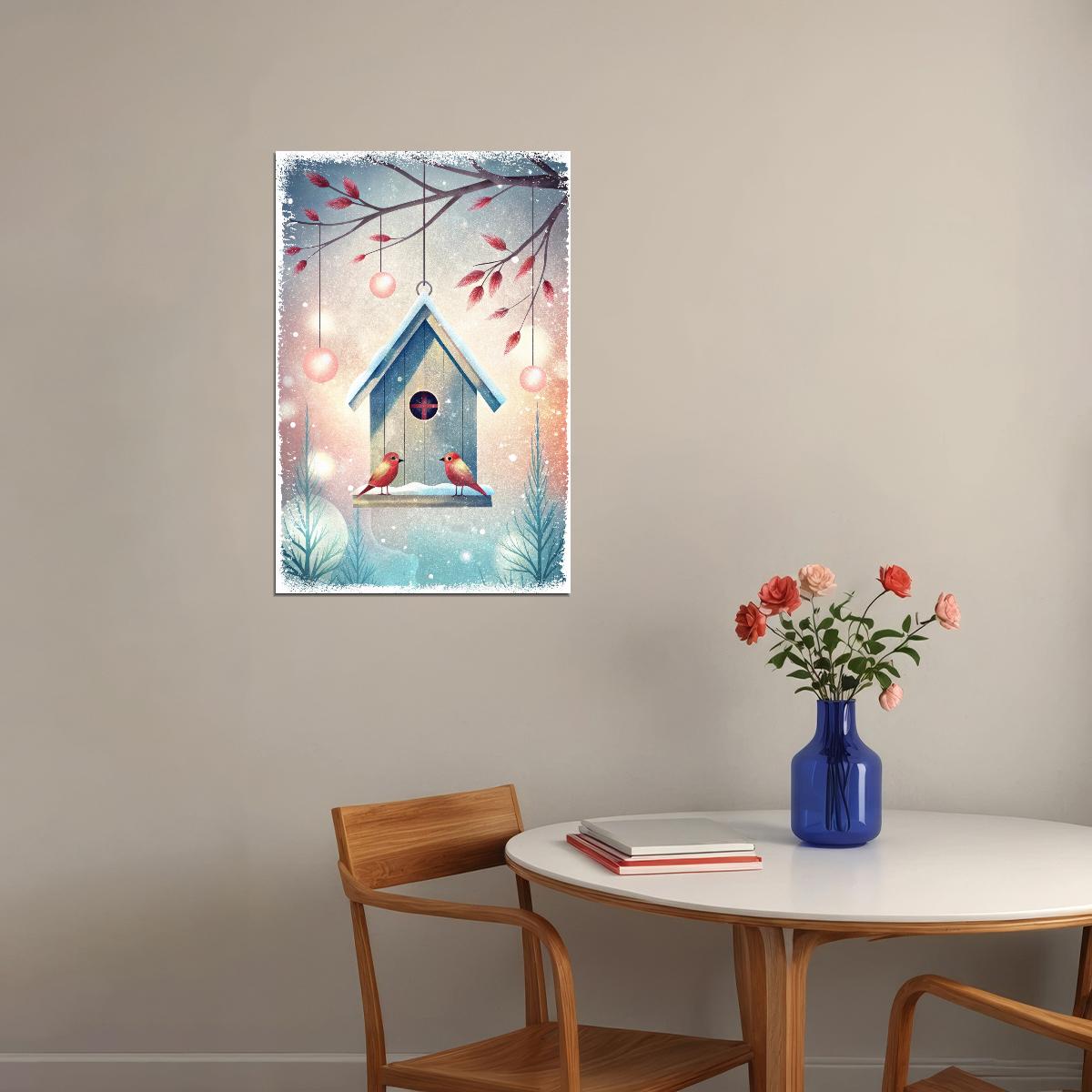 Santa Claus Kids Poster Christmas Winter Nursery Wall Art Festive Holiday Decor in Green and Orange Perfect Gift for Kids Room