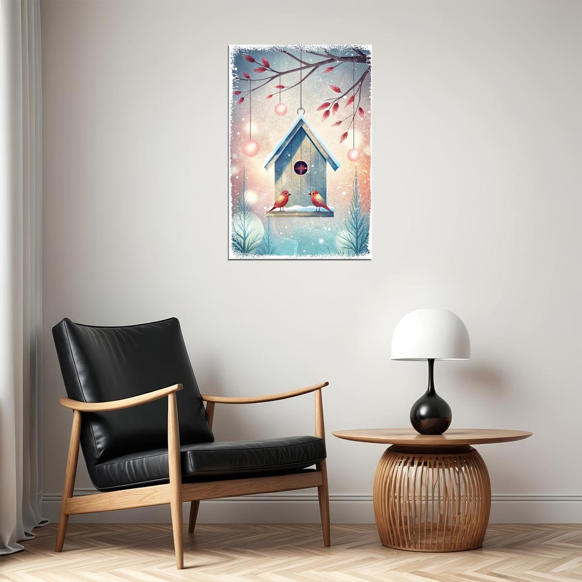 Santa Claus Kids Poster Christmas Winter Nursery Wall Art Festive Holiday Decor in Green and Orange Perfect Gift for Kids Room