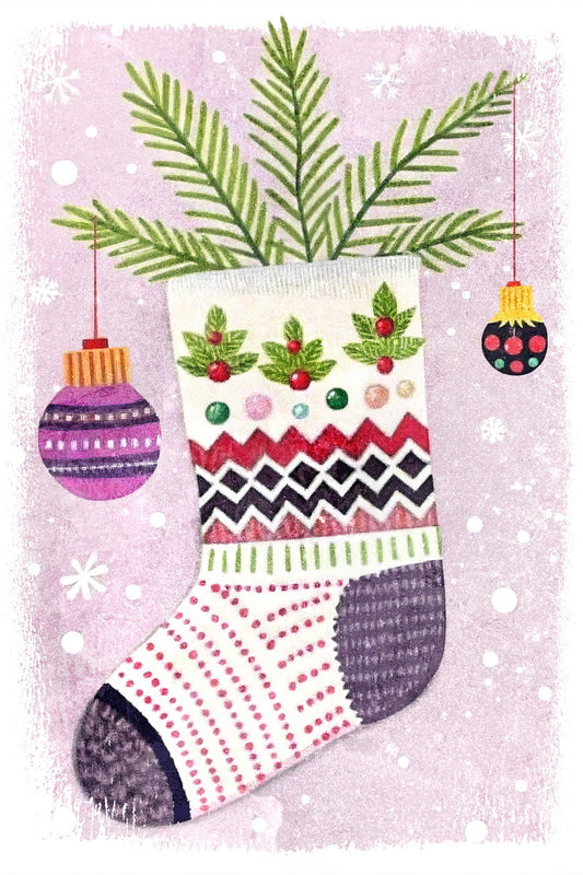 Christmas Stocking Kids Poster Winter Nursery Wall Art Colorful Festive Decor with Ornaments Holiday Gift for Kids Room Decor - xonomax