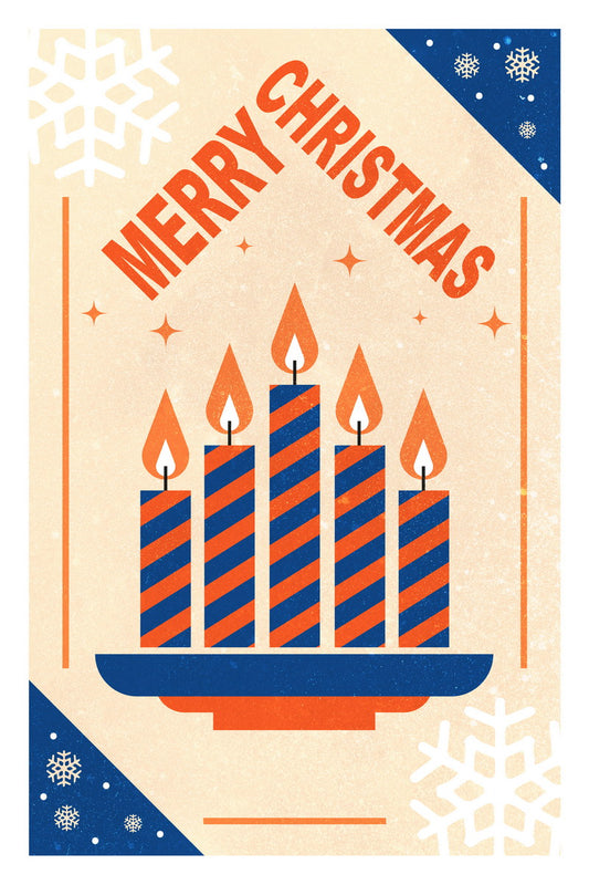 Ho Ho Ho Santa Christmas Poster Wall Art Print Retro Holiday Decor Santa with Christmas Tree Vintage Festive Style - xonomax