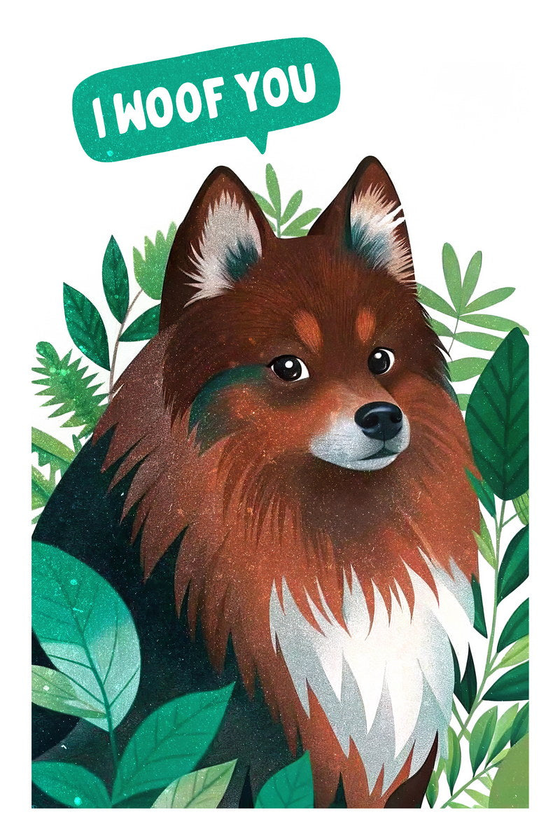 I Woof You Cute Pomeranian Dog Poster Wall Art Print Adorable Pet Lover Decor Modern Minimalist Style - xonomax