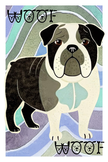 Woof Woof Bulldog Dog Poster Wall Art Print Fun Retro Pop Art Decor Unique Gift for Dog Lovers - xonomax