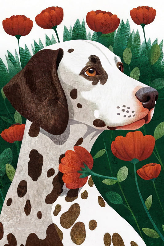 Dalmatian with Poppies Dog Poster Wall Art Print Boho Botanical Decor Unique Dog Lover Artwork - xonomax