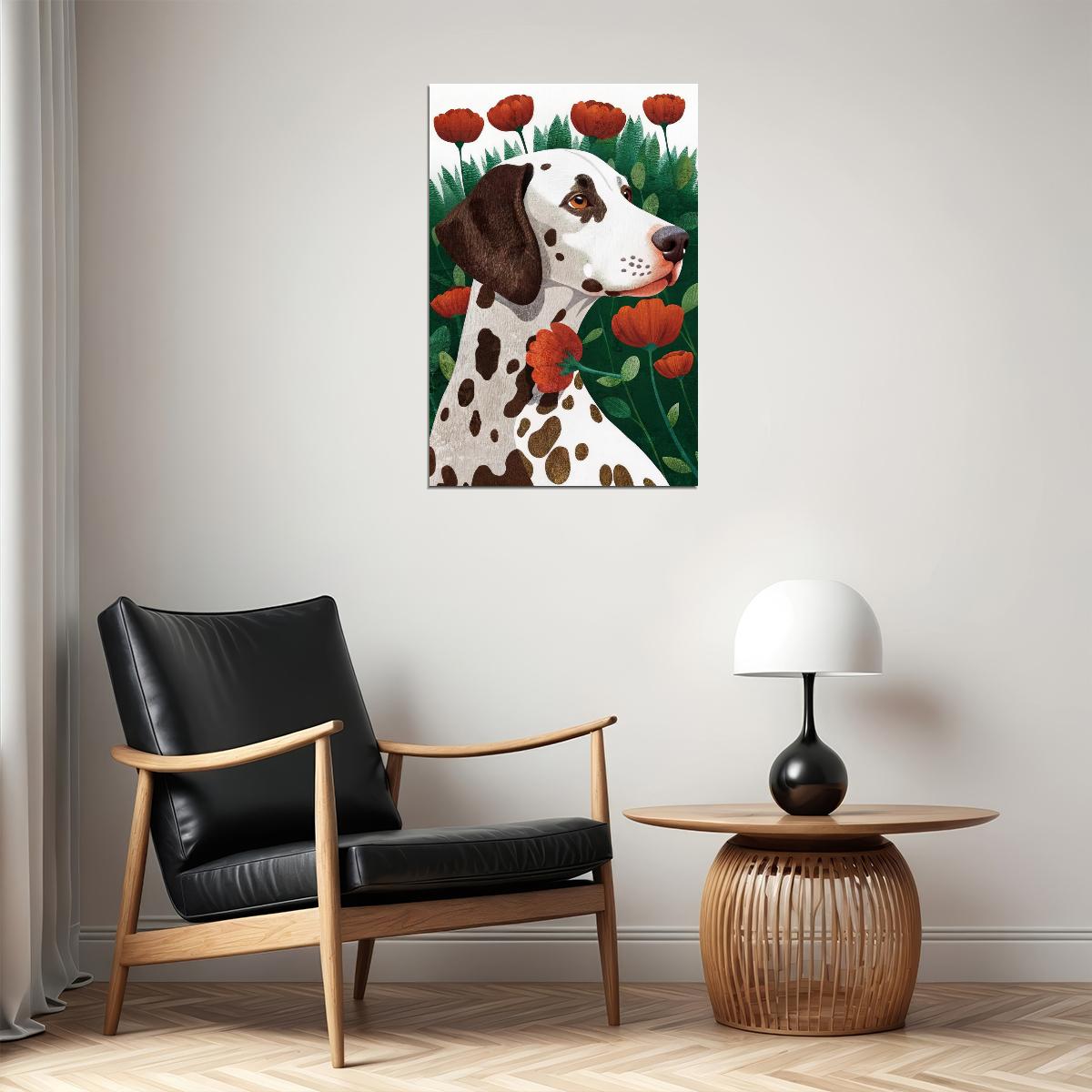 Dalmatian with Poppies Dog Poster Wall Art Print Boho Botanical Decor Unique Dog Lover Artwork - xonomax