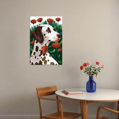 Dalmatian with Poppies Dog Poster Wall Art Print Boho Botanical Decor Unique Dog Lover Artwork - xonomax