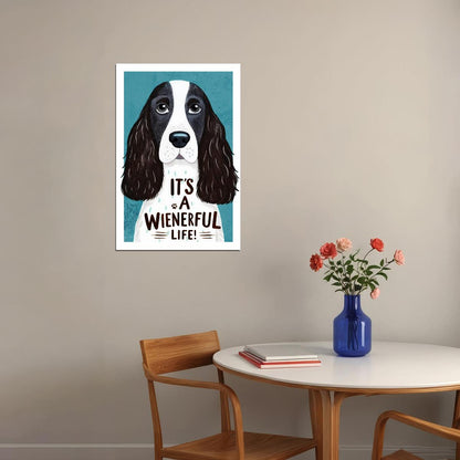 It's a Wienerful Life Dog Poster Wall Art Print Cute Pet Decor Fun Typography for Dog Lovers Modern Style