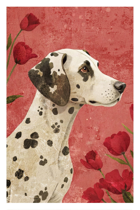 Charming Dalmatian Dog Poster Wall Art Print with Red Poppy Flowers Boho Botanical Decor Perfect Pet Lover Gift - xonomax