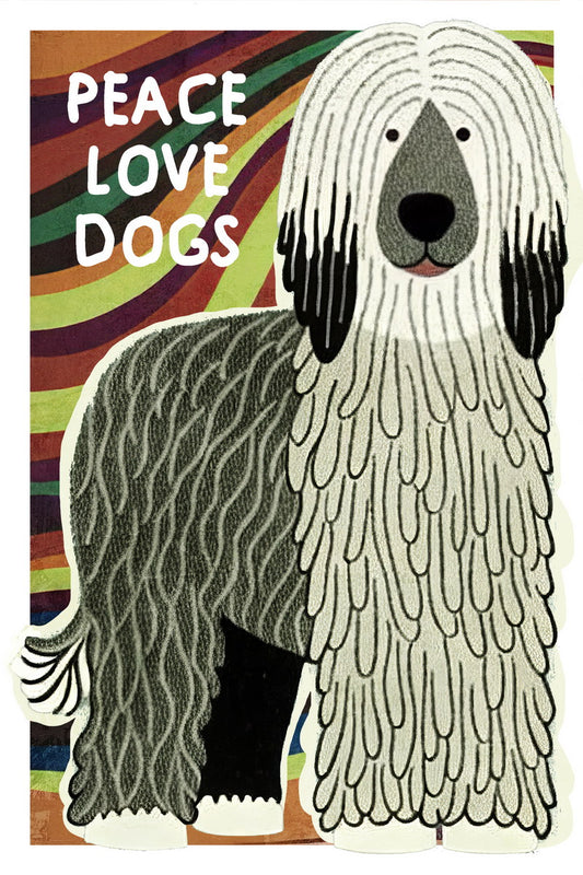 Peace Love Dogs Poster Wall Art Print Colorful Rainbow Pet Decor Playful Retro Style for Dog Enthusiasts