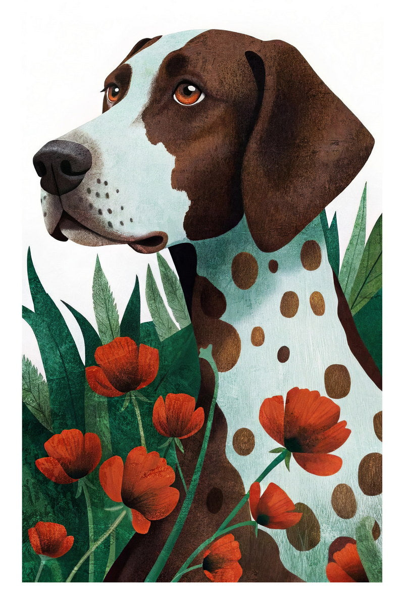 Dalmatian with Red Poppies Dog Poster Wall Art Print Boho Botanical Decor Nature-Inspired Gift for Pet Lovers - xonomax