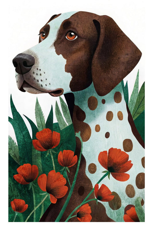 Dalmatian with Red Poppies Dog Poster Wall Art Print Boho Botanical Decor Nature-Inspired Gift for Pet Lovers - xonomax