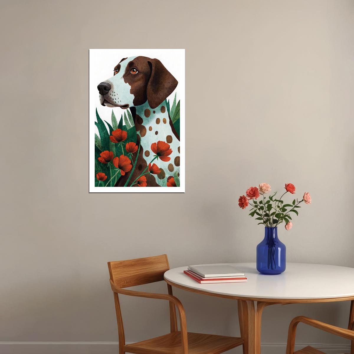 Dalmatian with Red Poppies Dog Poster Wall Art Print Boho Botanical Decor Nature-Inspired Gift for Pet Lovers - xonomax