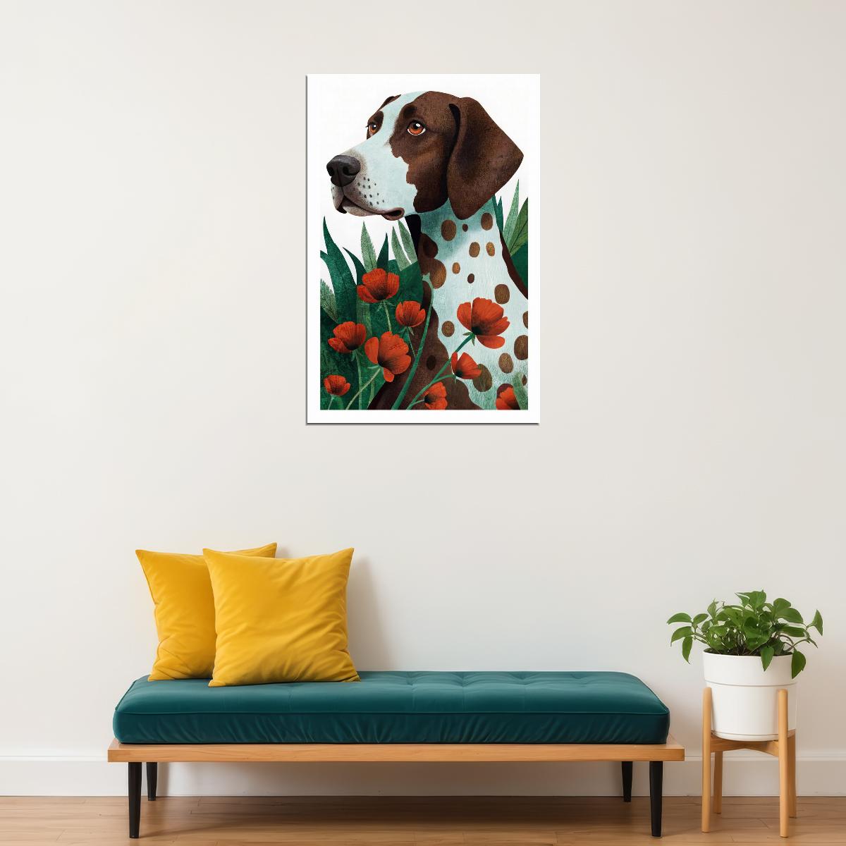 Dalmatian with Red Poppies Dog Poster Wall Art Print Boho Botanical Decor Nature-Inspired Gift for Pet Lovers - xonomax