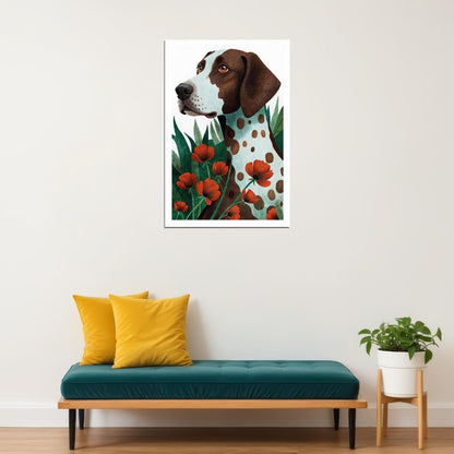 Dalmatian with Red Poppies Dog Poster Wall Art Print Boho Botanical Decor Nature-Inspired Gift for Pet Lovers - xonomax