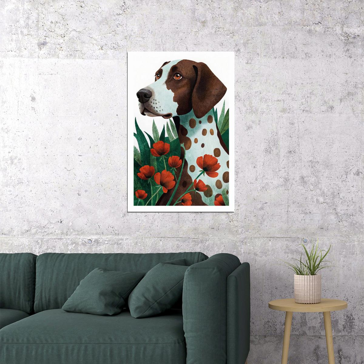 Dalmatian with Red Poppies Dog Poster Wall Art Print Boho Botanical Decor Nature-Inspired Gift for Pet Lovers - xonomax