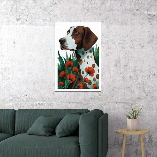 Dalmatian with Red Poppies Dog Poster Wall Art Print Boho Botanical Decor Nature-Inspired Gift for Pet Lovers - xonomax