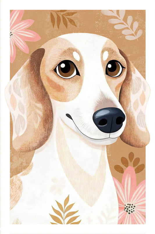 Charming Dog Poster Wall Art Print with Soft Floral Background Whimsical Pet Decor Perfect for Dog Lovers - xonomax