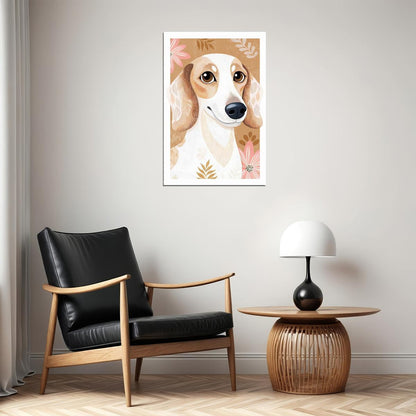 Charming Dog Poster Wall Art Print with Soft Floral Background Whimsical Pet Decor Perfect for Dog Lovers - xonomax
