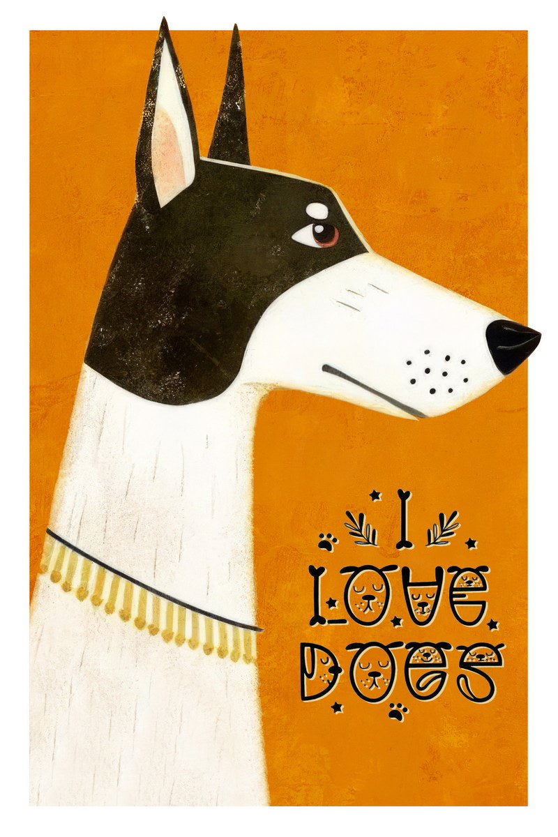 I Love Dogs Dog Poster Wall Art Print Minimalist Pet Decor Bright Orange Background Fun Gift for Dog Enthusiasts