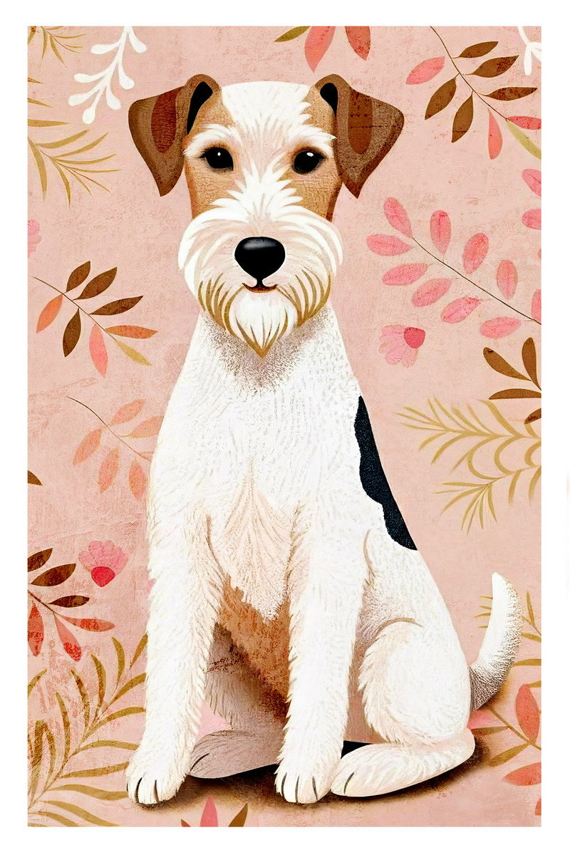 Charming Terrier Dog Poster Wall Art Print Floral Background Cute Pet Decor Ideal Gift for Dog Lovers - xonomax