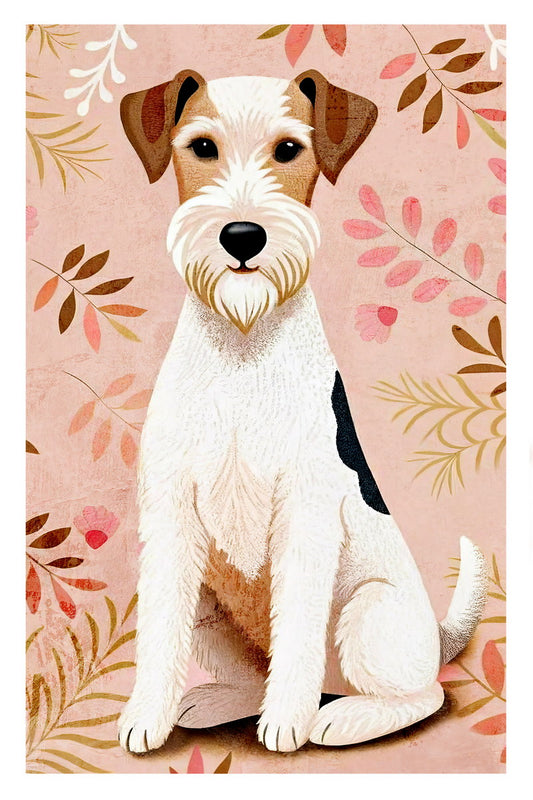 Charming Terrier Dog Poster Wall Art Print Floral Background Cute Pet Decor Ideal Gift for Dog Lovers - xonomax