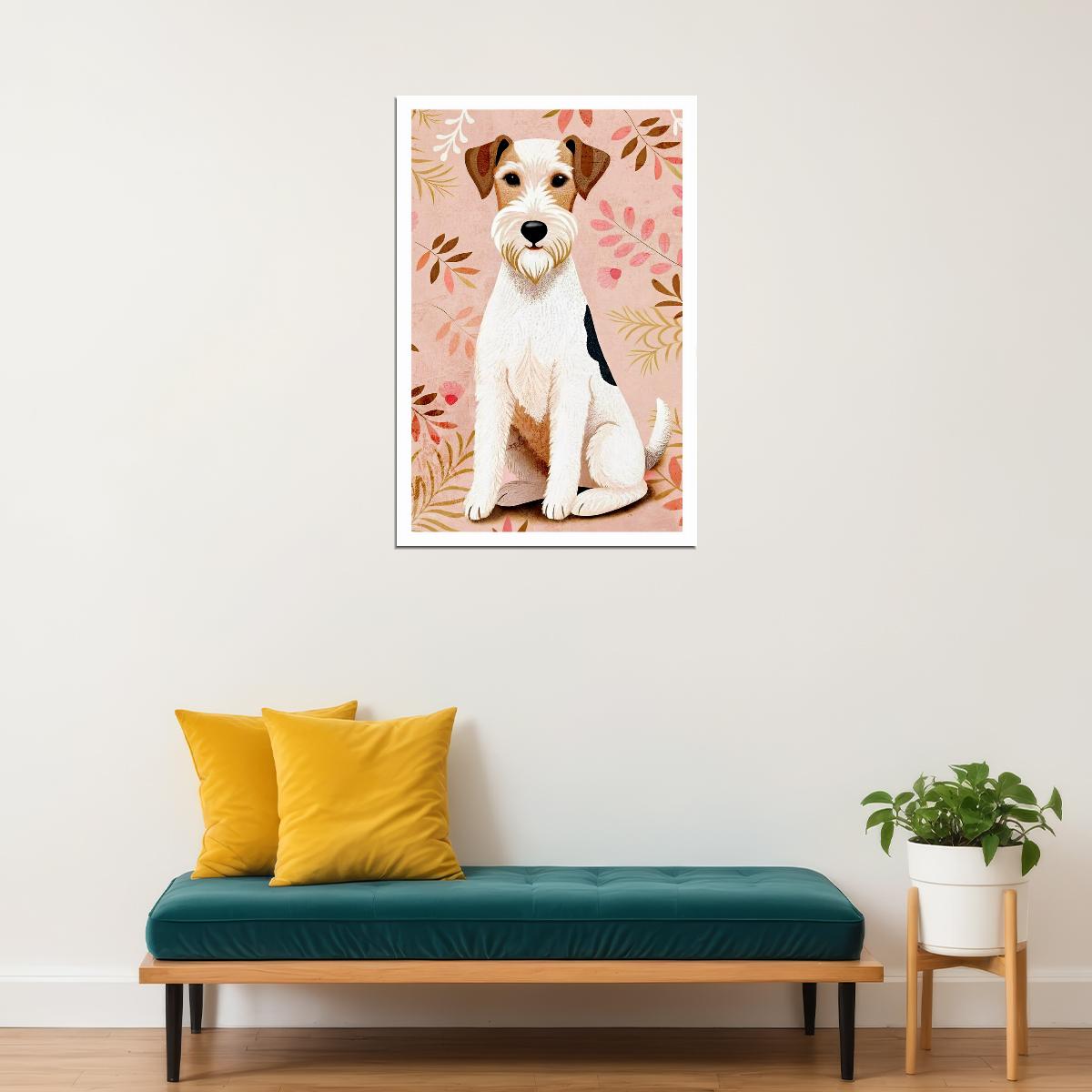 Charming Terrier Dog Poster Wall Art Print Floral Background Cute Pet Decor Ideal Gift for Dog Lovers - xonomax