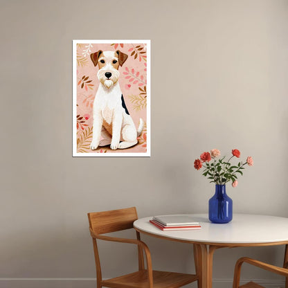 Charming Terrier Dog Poster Wall Art Print Floral Background Cute Pet Decor Ideal Gift for Dog Lovers - xonomax