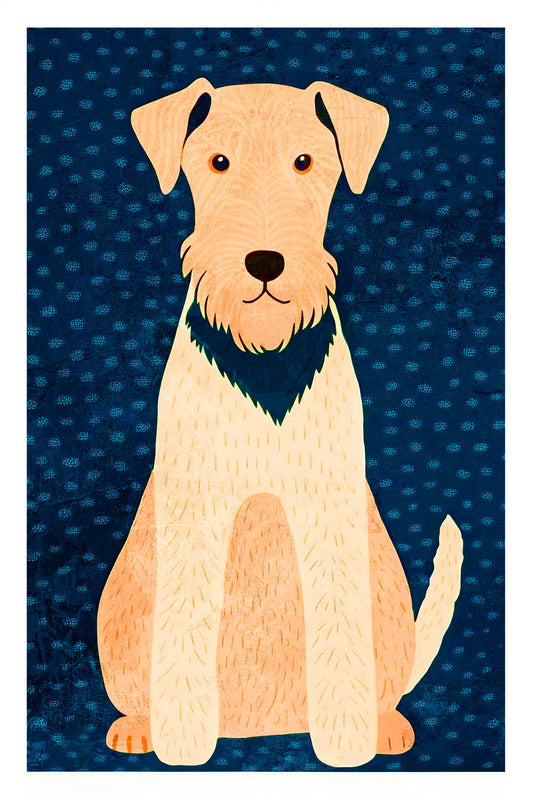 Happy Terrier Dog Poster Wall Art Print Cheerful Pet Decor Blue Background Whimsical Gift for Dog Lovers - xonomax