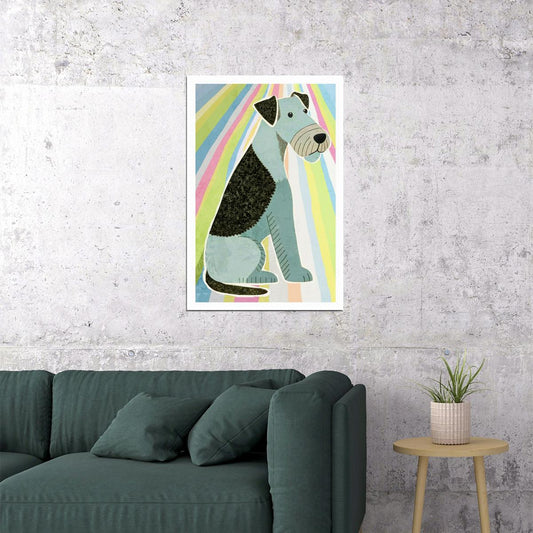 Colorful Dog Portrait Poster Wall Art Print Playful Pet Decor Rainbow Stripes Unique Gift for Dog Enthusiasts - xonomax
