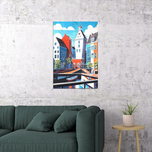 Classic European Street Poster Wall Art Print Blue White Architecture Scenic Landscape Decor Ideal for Travel Lovers Vintage Style - xonomax