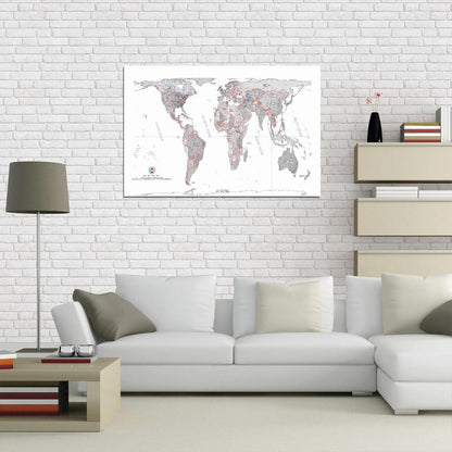 World Map Gall Peters Projection Detailed Country Names Gray Interactive Print Poster For Wall Mapology Vintage Topographic Atlas Travel Map Сlassroom School