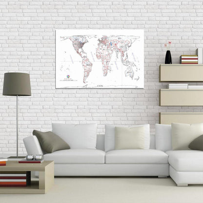 World Map Gall Peters Projection Detailed Country Names Gray Interactive Print Poster For Wall Mapology Vintage Topographic Atlas Travel Map Сlassroom School