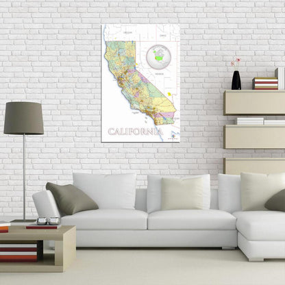 California High Detailed Road Map Main Cities And Towns Interactive Print Poster For Wall Mapology Vintage Topographic Earth Atlas Travel Map Сlassroom School