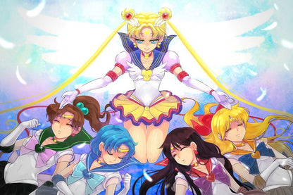 Bishoujo Senshi Sailor Moon Usagi Ami Rei Makoto Minako Magical Girl Fantasy Anime Poster Manga Art