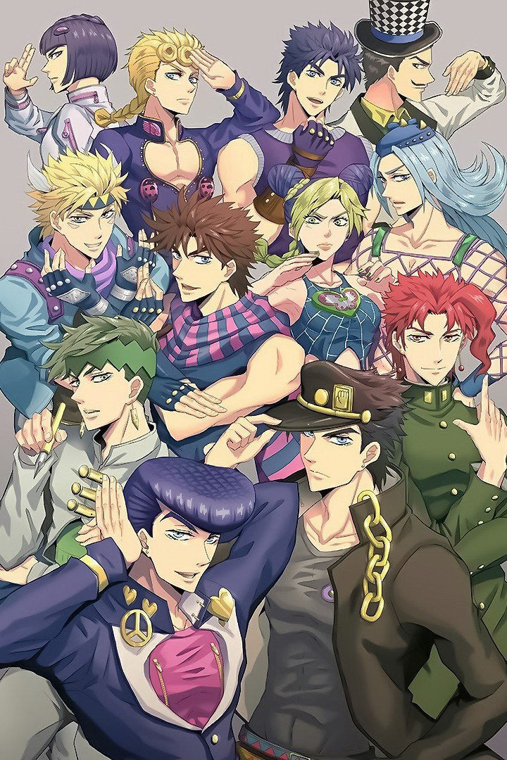 Jojo No Kimyou Na Bouken Jojo's Bizarre Adventure Joestar Family Fighting Supernatural Anime Poster Manga Art