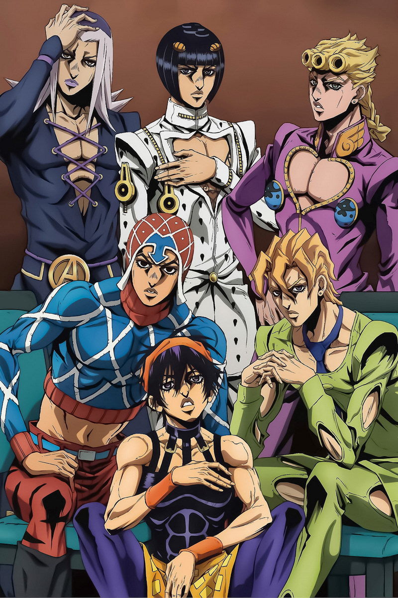 Jojo No Kimyou Na Bouken Jojo's Bizarre Adventure Jotaro Kujo Dio Brando Fighting Supernatural Anime Poster Manga Art