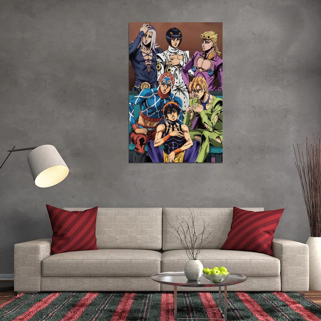 Jojo No Kimyou Na Bouken Jojo's Bizarre Adventure Jotaro Kujo Dio Brando Fighting Supernatural Anime Poster Manga Art