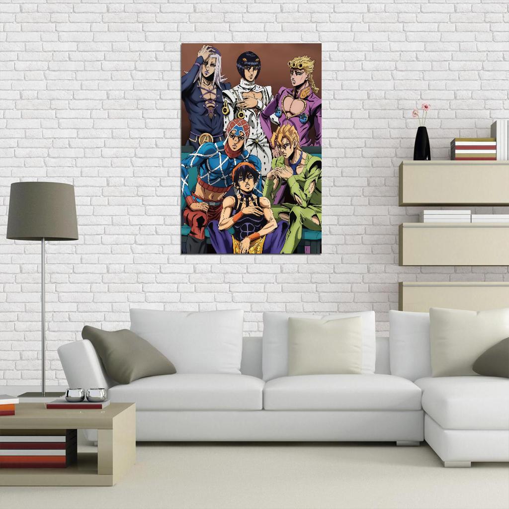 Jojo No Kimyou Na Bouken Jojo's Bizarre Adventure Jotaro Kujo Dio Brando Fighting Supernatural Anime Poster Manga Art