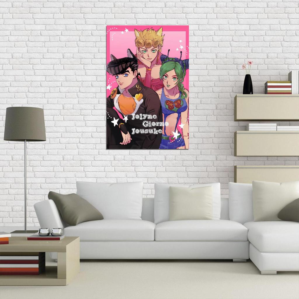 Jojo No Kimyou Na Bouken Jojo's Bizarre Adventure Jotaro Kujo Dio Brando Fighting Supernatural Anime Poster Manga Art