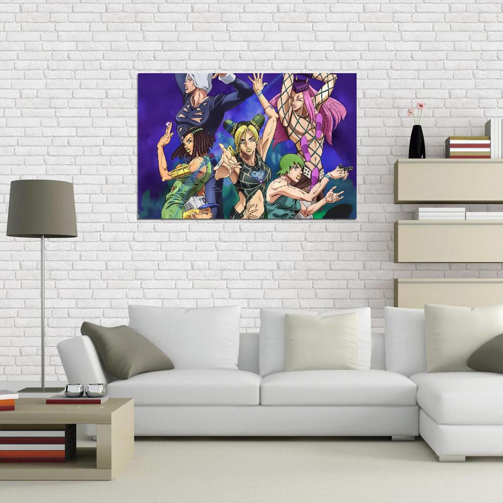 Jojo No Kimyou Na Bouken Jojo's Bizarre Adventure Jotaro Kujo Dio Brando Fighting Supernatural Anime Poster Manga Art