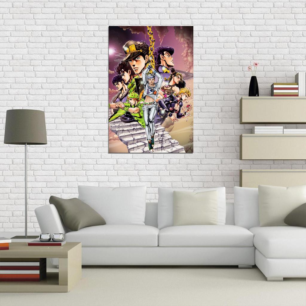 Jojo No Kimyou Na Bouken Jojo's Bizarre Adventure Jotaro Kujo Dio Brando Fighting Supernatural Anime Poster Manga Art