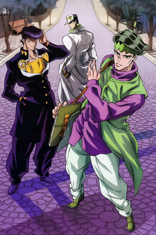 Jojo No Kimyou Na Bouken Jojo's Bizarre Adventure Jotaro Kujo Dio Brando Fighting Supernatural Anime Poster Manga Art