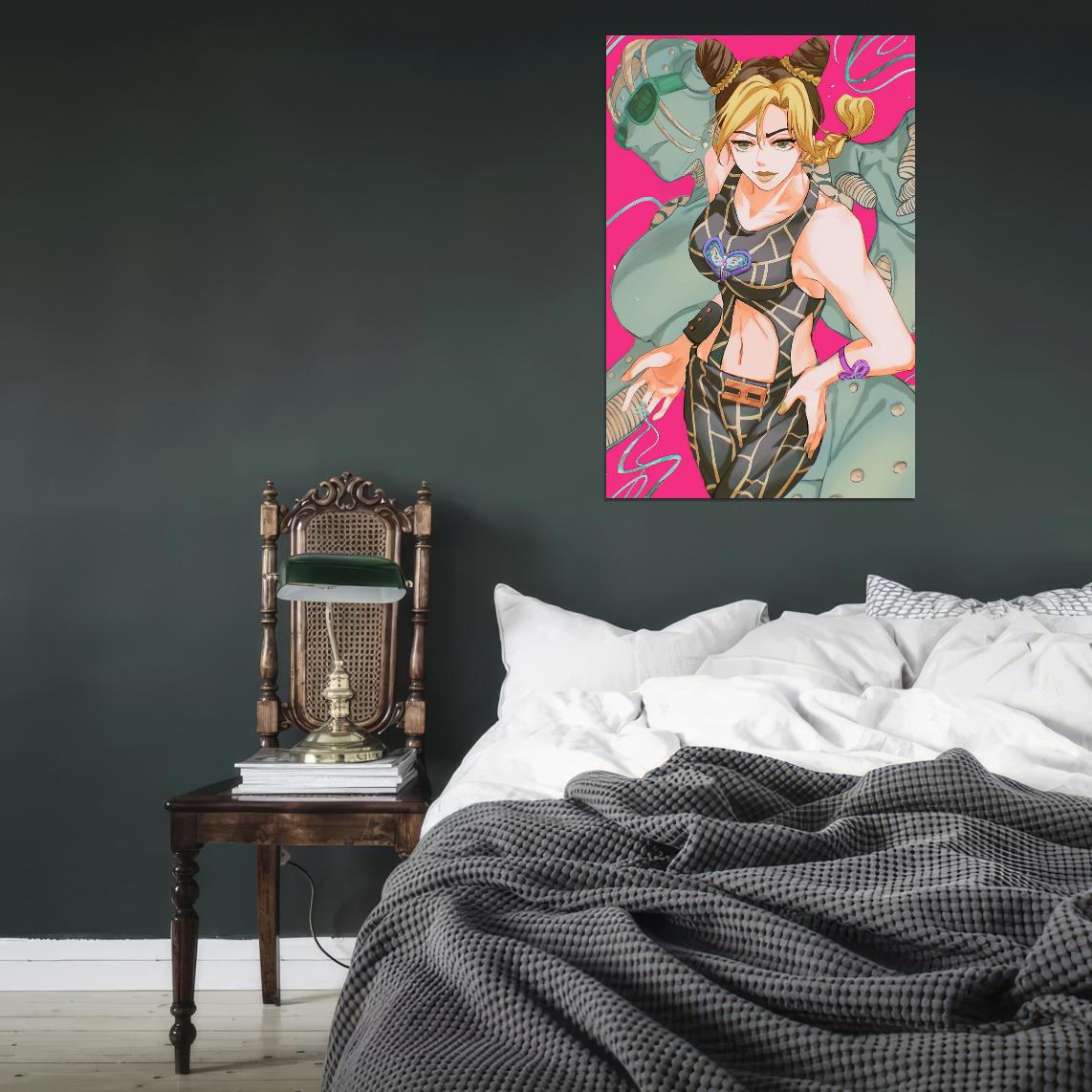 Jojo No Kimyou Na Bouken Jojo's Bizarre Adventure Kujo Jolyne Fighting Supernatural Anime Poster Manga Art