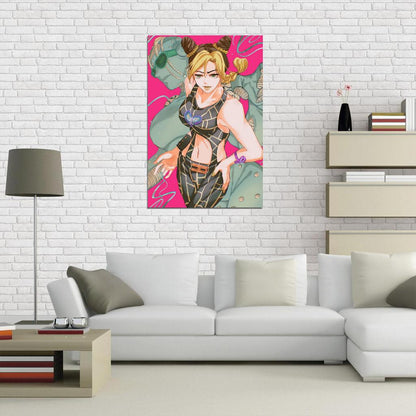 Jojo No Kimyou Na Bouken Jojo's Bizarre Adventure Kujo Jolyne Fighting Supernatural Anime Poster Manga Art