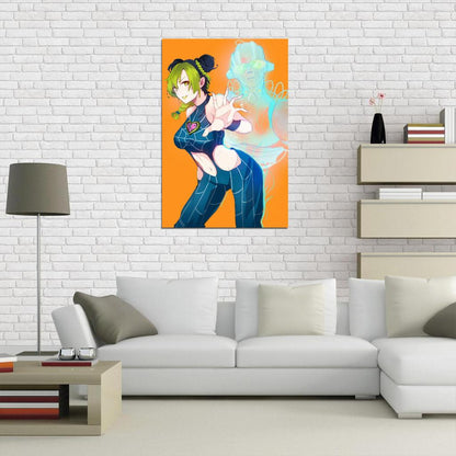 Jojo No Kimyou Na Bouken Jojo's Bizarre Adventure Kujo Jolyne Fighting Supernatural Anime Poster Manga Art