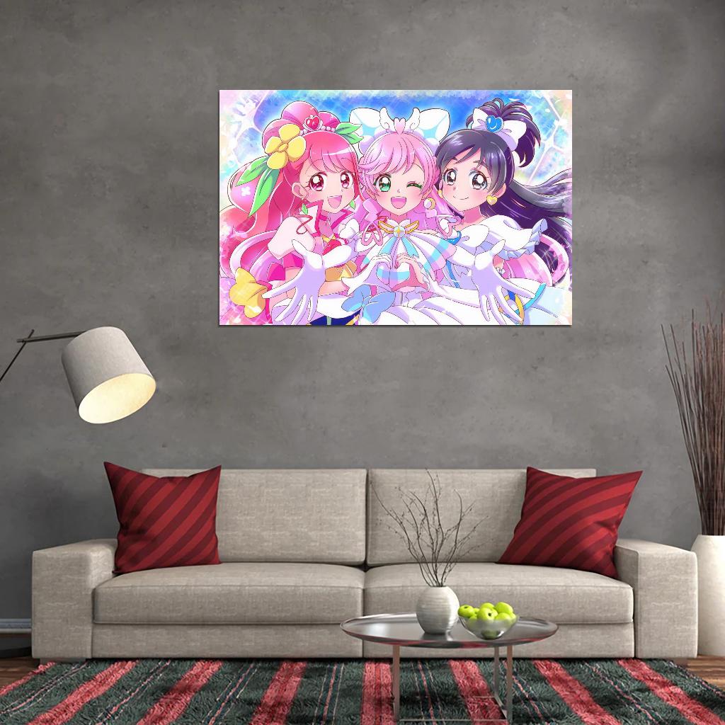 Fresh Pretty Cure! Fresh Precure Love Momozono Miki Aono Inori Yamabuki Setsuna Higashi Magical Girl Anime Poster Manga Art