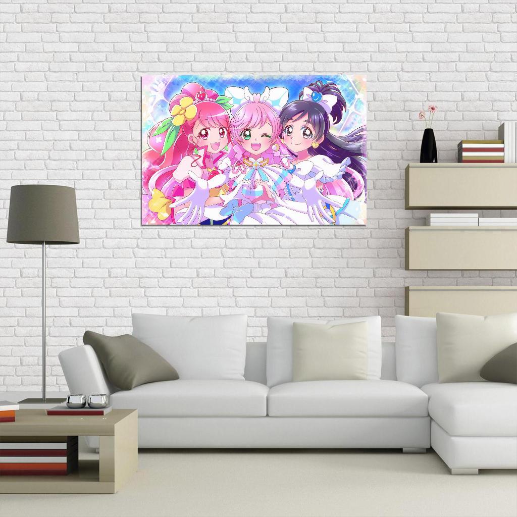 Fresh Pretty Cure! Fresh Precure Love Momozono Miki Aono Inori Yamabuki Setsuna Higashi Magical Girl Anime Poster Manga Art